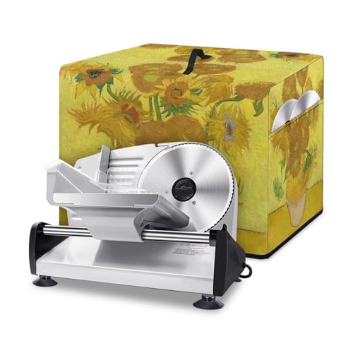 PJHEQOXE Oil Painting Sunflower Food Slicer Cover Electric Food Slicer Cover With Storage Pockets And Top Handle Meat Slicer Cover 16