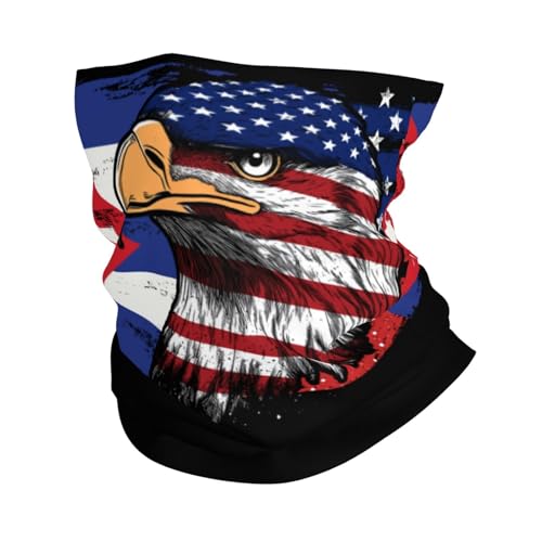 America and Cuba Cuban Flag Combine Eagle Neck Gaiter Face Cover Mask Bandana Gator Balaclava Tube Face Scarf Headband Outdoor Sport Mask Sun Protection for Women Men