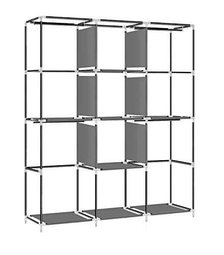 YOUUD Wardrobe Storage Closet Clothes Portable Wardrobe Storage Closet Portable Closet Organizer Portable Closets Wardrobe Closet Organizer Shelf Wardrobe Clothes Organizer Standing Closet Gray