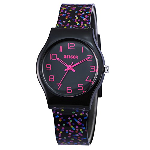 Orologio bambina ragazze Zeiger Orologio impermeabile Time Teacher al quarzo orologi per bambini gemelli ragazze Orologio sportivo per ragazzi ragazze per 5-12 anni (Nero Dots)