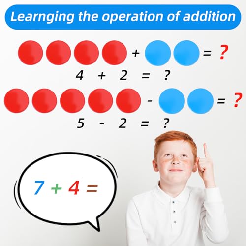 50 Stk Wendeplättchen Rot Blau Plastik Rechenplättchen Grundschule Plättchen Mathe mit Aufbewahrungsbox Mathe Rechenhilfe Mathematik Wendeplättchen Zählchips für Kinderhände Grundschule Rechenaufgaben