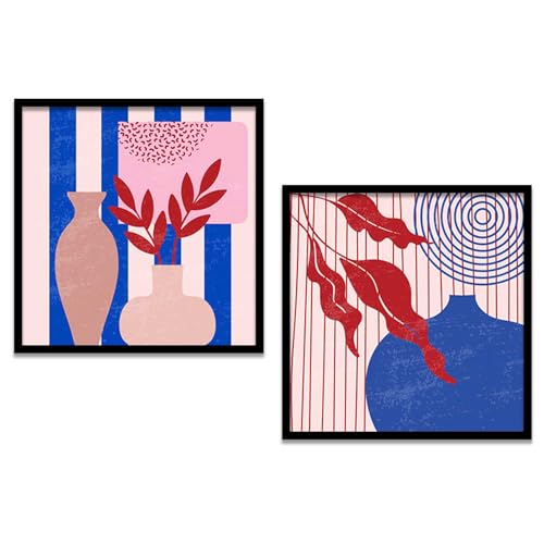 Image of HOTHOUSE Boho wall frames posters for room office | Poster with frame wall decoration items Wall Decor Digital Reprint engineered wood Set of 2 (10X10 inch)