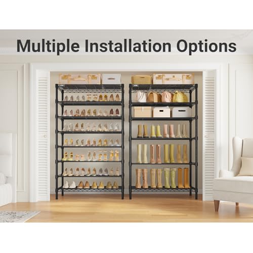 Image of VIPEK S1 Plus Shoe Rack, 8-Tier Extra Wide Heavy Duty Shoe Organizer, Large Capacity Metal Shoe Cabinet Up to 40 Pairs, Adjustable & Detachable Shoe Storage for Entryway /Bedroom /Closet, 750 lbs Black