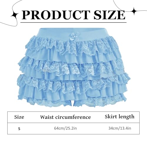 Mini falda de encaje Y2K para mujer con forro de pantalón corto 5
