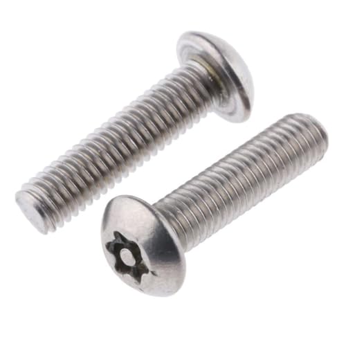 M6 (6mm) A2 Button Head Security 6 Lobe Pin Torx Anti Vandal Machine Screw Bolt (50, M6 x 20mm), Silver