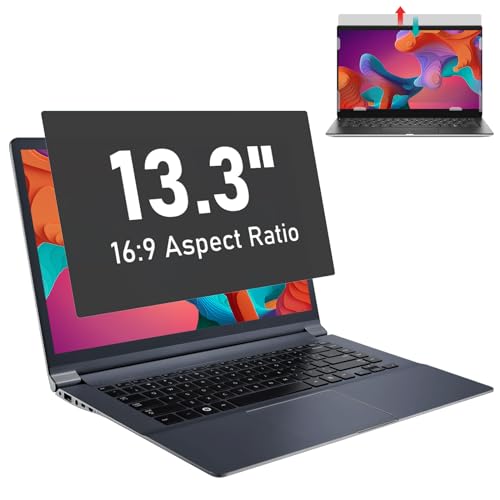 Soppy 13.3 inch Laptop Privacy Screen Filter for 16:9 Widescreen Display, Anti Glare Screen Protector, UV and Blue Light Filter