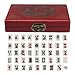 JRZTC Mahjong, mAh Jong Travel Mahjong Gioco Majong Tradizionale Cinese Portatile con Custodia in Pelle Antica e Manuale Inglese