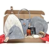 SAUNA GURU Deluxe Sauna Geschenkset – Sauna Tasche, Birken Saunabesen, Saunahut, Sauna Aufguss,...