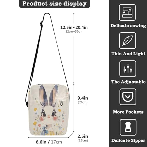 Vintage Cute Cartoon Rabbit small messenger bag for women cross body bag for woman Womens Casual Purses Adjustable Strap for School work3