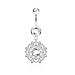 Crystal Paved Vintage Filigree Dangling Belly Button Ring in 316L Stainless Steel (Silver Tone / Aurora Borealis)