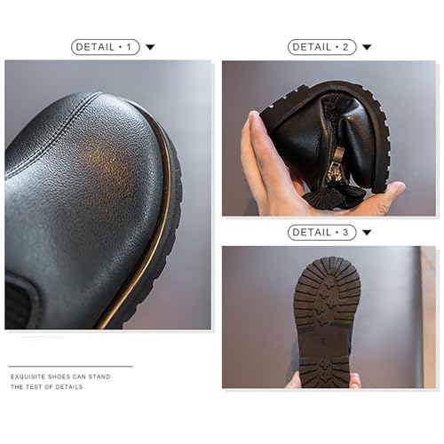 Ankle Boots for Girls Ruffle Side Zip Slip On Casual Short Booties Lug Sole Chunky Low Heel Short Dress Boot Shoes4