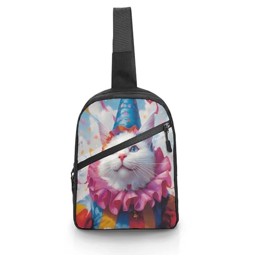 Cat Clowns Halloween Chest Bag Foldable Crossbody Unisex Pack Travel Hiking Adjustable Shoulder Straps Sling Bags