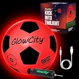 GlowCity Rechargeable Light Up Soccer Ball, Indoor/Outdoor Glow in The Dark Soccer Ball for Teen Boys Gifts - Sports Birthday Gift Ideas for Boys Ages 12 13 14 15 16 17 Soccer Gear Accessories