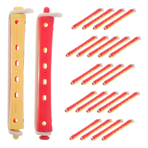 PAMINGONO Juego de Rodillos Cabello sin Calor 24 Piezas, Varillas Huecas 9x91 Mm, Rizadores para Permanente Ondas Frías, para Mujeres, Peinado Natural en Casa, Kit de Estilismo Fácil de Usar