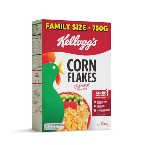 Kelloggs Corn Flakes Original | 750g | Nourishing Breakfast | Cholesterol Free | High in Vitamins B1 B2 B3 D & Iron | Quick & Easy Breakfast