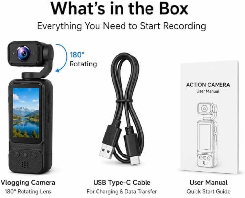 Image of Pocket Action Camera 4K Recording Handheld 1.97 Inch Screen HD Vlog for Cycling Sports and Action Camera (Multicolor, 12 MP)