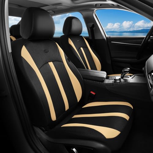Image of FLORICH Front Car Seat Covers, Breathable Mesh Automotive Seat Cover, Universal Seat Covers Car Interior Protectors Cushion for Most Cars&SUV-Beige