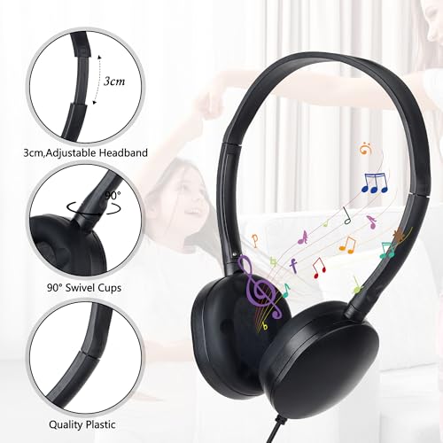 Image of Headphones Bulk 24 Pack for Classroom School,Wholesale Earphones | Class Set for Students Teens, Adult Group Learning, Computer Lab, Library, Online Lesson and Testing 3.5mm Jack (Black)
