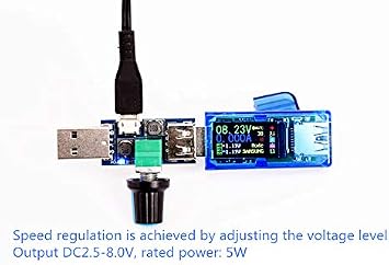 2pcs DC 5V USB Fan stepless Speed Controller Regulator with Switch Speed Module Input DC 4-12V to 2.5-8V 5W