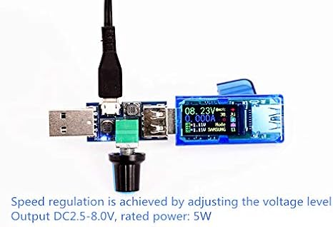 2pcs DC 5V USB Fan stepless Speed Controller Regulator with Switch Speed Module Input DC 4-12V to 2.5-8V 5W
