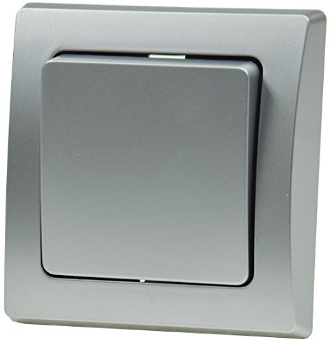 DELPHI Wechsel-Schalter Lichtschalter 230V Unterputz mit 1-fach Rahmen kombinierbar mit Mehrfachrahmen Silber Grau