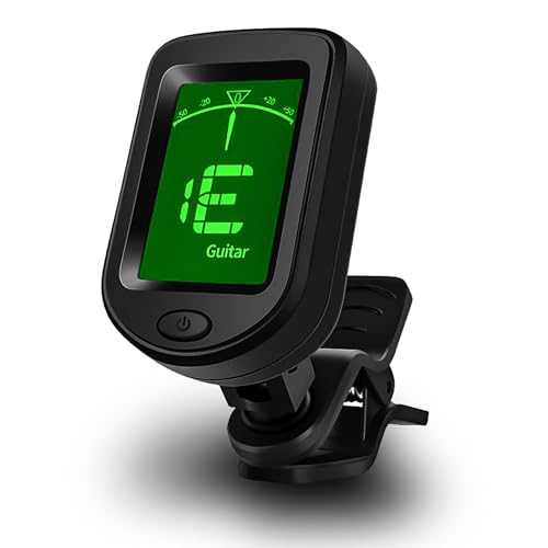 HEA Guitar Tuner Clip On, Electric Guitar Tuner for Acoustic Guitar, Digital Tuner with LCD Display for Bass, Ukulele, Violin and Other Stringed Instruments
