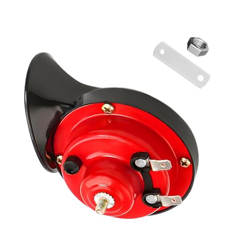 NYTKL Super Loud Train Horns, 12V Waterproof Snail Raging Sound Electric Horn, Air Electric Snail Double Horn Replacement for Cars Motorcycles Trucks Bikes, Car Accessories (Red, 1 PCS)