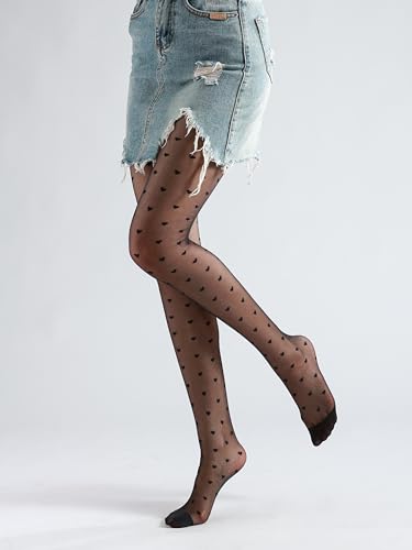 Image of Sahabowi Women Sheer Tights, High Waist Pantyhose, Vintage Control Top Stockings(Patterns Colourful), Pantyhose5