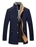 APTRO Mens Jacket Winter Wool Coats Warm Casual Overcoat Outwear Business Trench Jacket with Scarf 2104 Navy XXL
