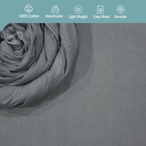 Image of 100% Pure Cotton Mulmul Fabric Material | Reusable Fine Mulmul Fabric | Lightweight Soft Smooth Piece Linning, Stole, Dupatta, Cushion Pillow Cover (Quarry Grey, 5 Meters)
