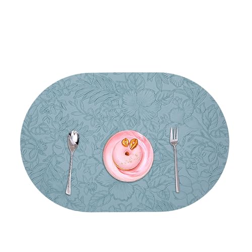 Sets de table imperméables en cuir synthétique bleu lavable lot de 4 - 2