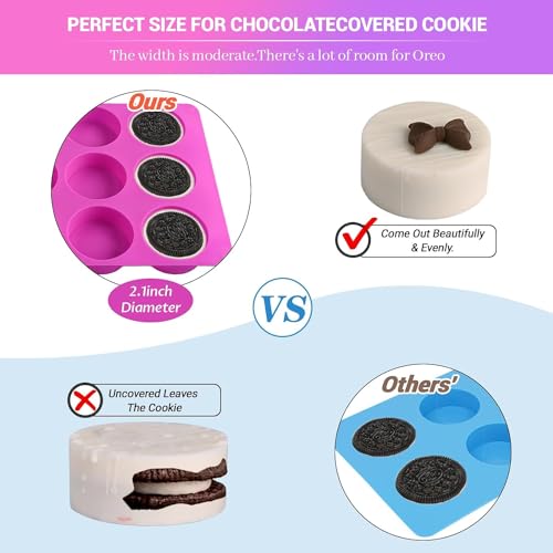 Image of Round Mould, Oreo Cookie Size 12-Cavity Cylinder Chocolate Cover Cookie Molds for Candy Mini Cakes Pancake Panna Cotta Muffin Jelly Baking soap Bath Bombs showerlotion Bars Candle.