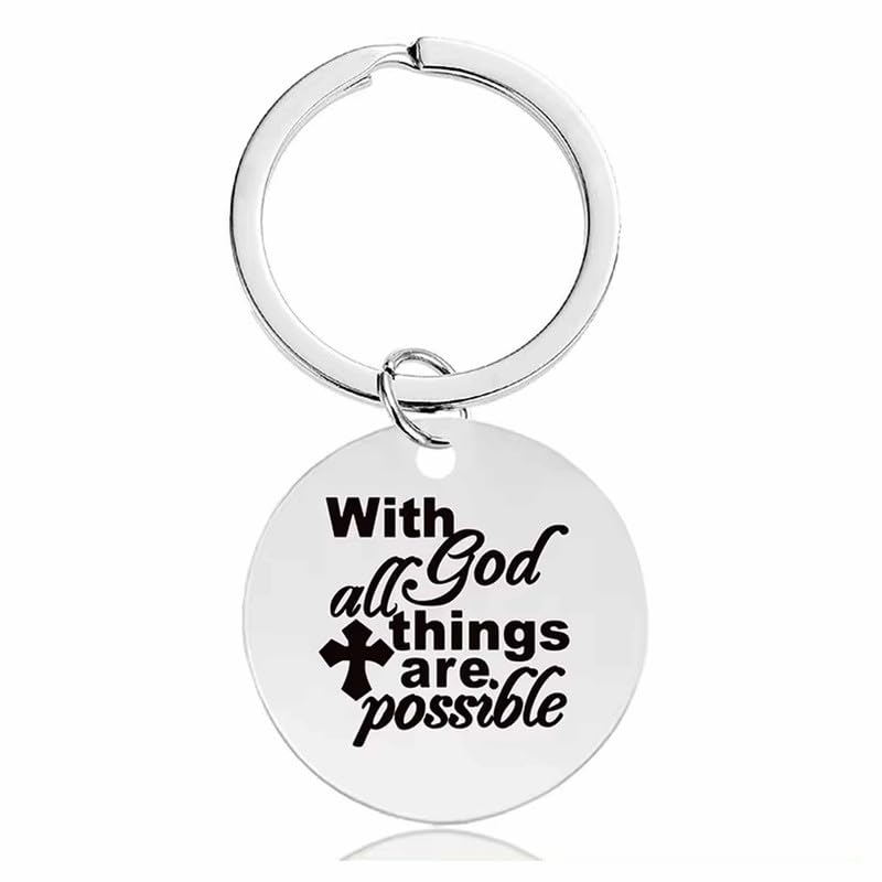 M Men Style Christian Keychain Inspirational Gift Encouragement Keychains With God All Things Are Possible Religious Key Chain Faith Friend Couple Family Nursing Graduation Christmas Gift Skey202489