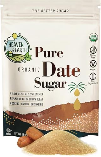 Heaven & Earth Pure Organic Date Sugar 340g | All Natural Alternative Sweetener, Low Glycemic, Good Source of Fiber, Great Sugar Replacement