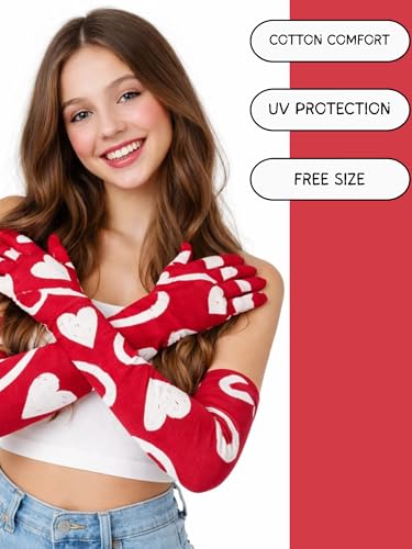 Image of Women's Driving Gloves, Printed Cotton Full Hand Summer Gloves for Protection from Sun Burn /Heat /Pollution (Pack of 1 Pair)