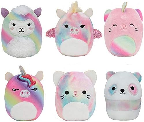 Squishville Mini Plush Rainbow Dream Squad by Squishmallow 6 2" Rainbow Animals, Irresistible Soft Colorful Plush, Mini Cat, Llama, Panda Squishmallow