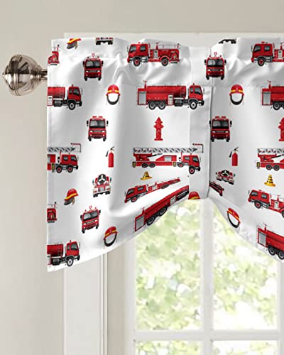 Tie Up Valance For Windows Fire Truck Curtains Valances Rod Pocket Valance Window Treatments Firemen Car Vehicle Fire Engine Tie-Up Shade Valance For Kitchen Living Room Bedroom Bathroom 1 Panel 42X12 #TOP2