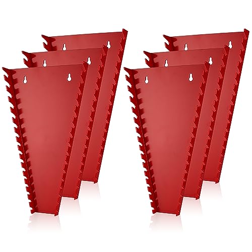 ALOANES 96-Slot ABS Plastic Wrench Organizer, Standard Hanging Wrench Organizer for Tool Box and Wall, Fit SAE & Metric Wrench Storage, 6 Pack Lightweight Wrench Holder(Red) by ALOANES - Used condition - US$22.92