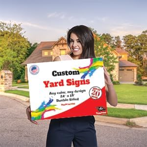 20 Custom Yard Signs With Stakes - Fully Customized 24x18 Double Sided Lawn Signs Made From Thick Corrugated Plastic - Printed With UV To Give The Highest Printing Quality And Durability!