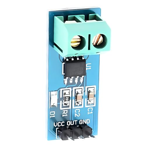 Image of Robocraze 5A Current Sensor Module ACS712 Hall Effect Current Measurement Board | 5V Analog Output 185mV /A Precision Current Detection Sensor for Arduino ESP32 Power Monitoring Electronics Projects