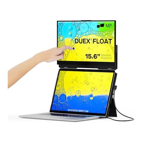 Duex Float Mobile Pixels 15.6" Stacked Portable Screens, Full HD IPS 1080P Touchscreen Monitor with Built-in Kickstand, USB Type-C/HDMI Plug and Play, Support Windows/Mac/Android/ChromeOS/Switch Cover