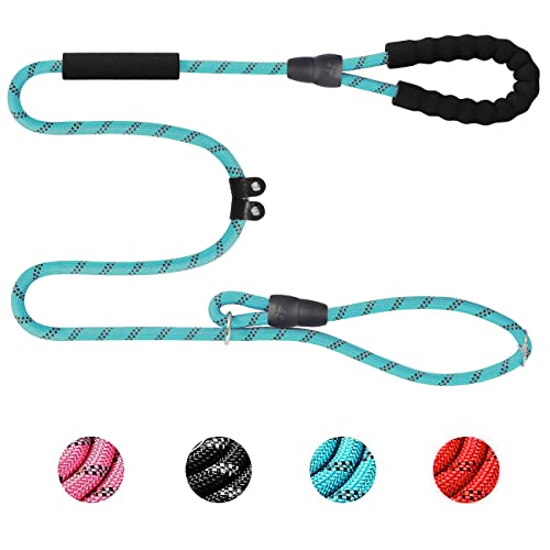 Pejoye Retrieverleine mit Zugstopp 1.6m Robuste Hundeleine Trainingsleine Nylon Reflektierend Verstellbar Leine mit Schaum Doppelgriff für Kleine Mittel & Große Hunde