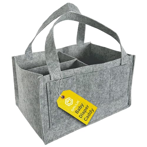 Image of SAVUK Baby Diaper Caddy Organizer Nursery Basket - A Baby basket gift registry for baby shower list.