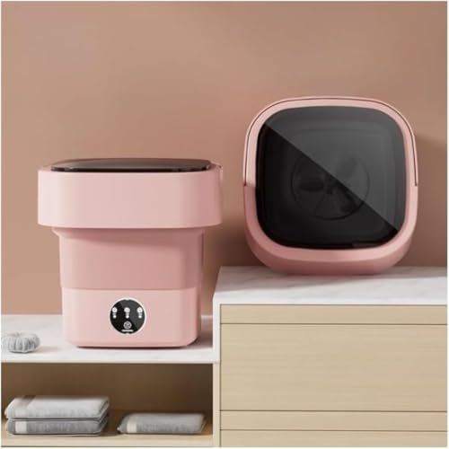ポータブル、折りたたみ式ミニ洗濯機、スピン乾燥機、全自動洗濯・乾燥機能、8L大容量、銀イオンパワーバンク、操作簡単、節水・省エネ、高性能、コンパクトで持ち運び可能、寮の部屋、子供服、おもちゃ、ペット用品、タオル、靴下、下着、一人暮らしの洗濯に最適 (ピンク