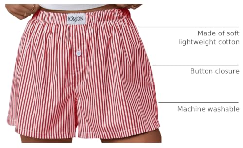 Image of LOMON Womens Boxer Shorts Casual Summer 2026 Pajama Lounge Sleep Pj Gingham Plaid Shorts Y2K Beach Bottoms