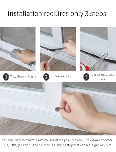 Burlete adhesivo marrón para puertas, 9 mm, solución eficaz de ahorro de energía, reducción de ruido, fácil instalación, ideal para ventanas de guillotina