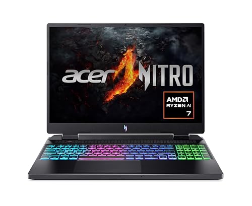 acer Nitro 16 (AN16-42-R39G) Gaming Laptop | 16 WQXGA IPS 180Hz Display | AMD Ryzen 7 8845HS | 16 GB RAM | 1 TB SSD | NVIDIA GeForce RTX 4070 | Windows 11 | QWERTZ Tastatur | schwarz