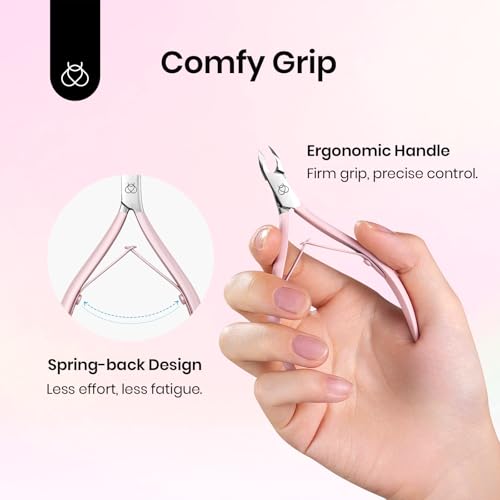 Image of Beetles Cuticle Trimmer Nail Cuticle Nippers 0.16 Inch Fine Jaw Cuticles Cutter Stainless Steel Cuticles Remover Scissors Beginner Friendly Nail Art Tools for Manicure Care Pink