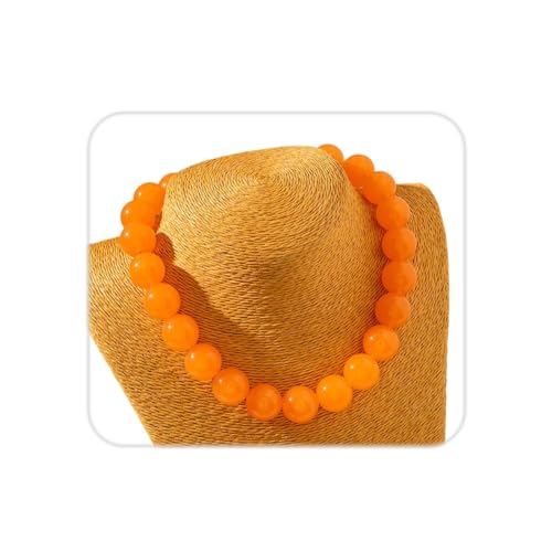ZMJK Colorful Chunky Beaded Necklace for Women Acrylic Bead Choker Necklaces Fashion Large Round Beads Necklaces for Women Handmade Summer Jewelry (Orange Beaded Necklace)