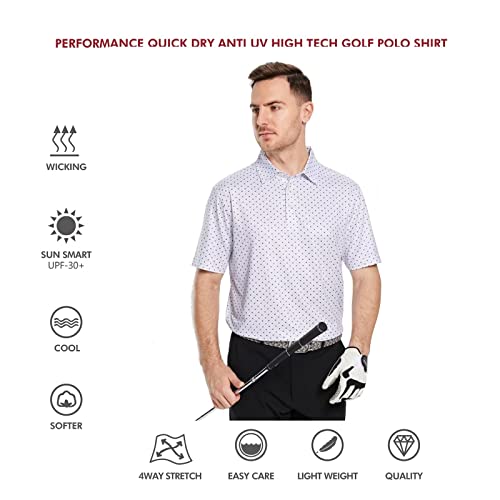 Men's Golf Shirts Dry Fit Short Sleeve Print Performance Moisture Wicking Patterned Polo Shirt For Men #TOP4